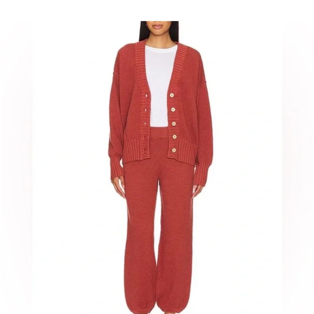 Free People  Hailee cardigan waffle two piece set in Canyon sunset so small